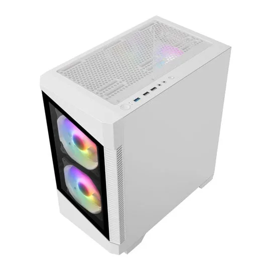CiT Level 1 White Tempered Glass MicroATX Case 2
