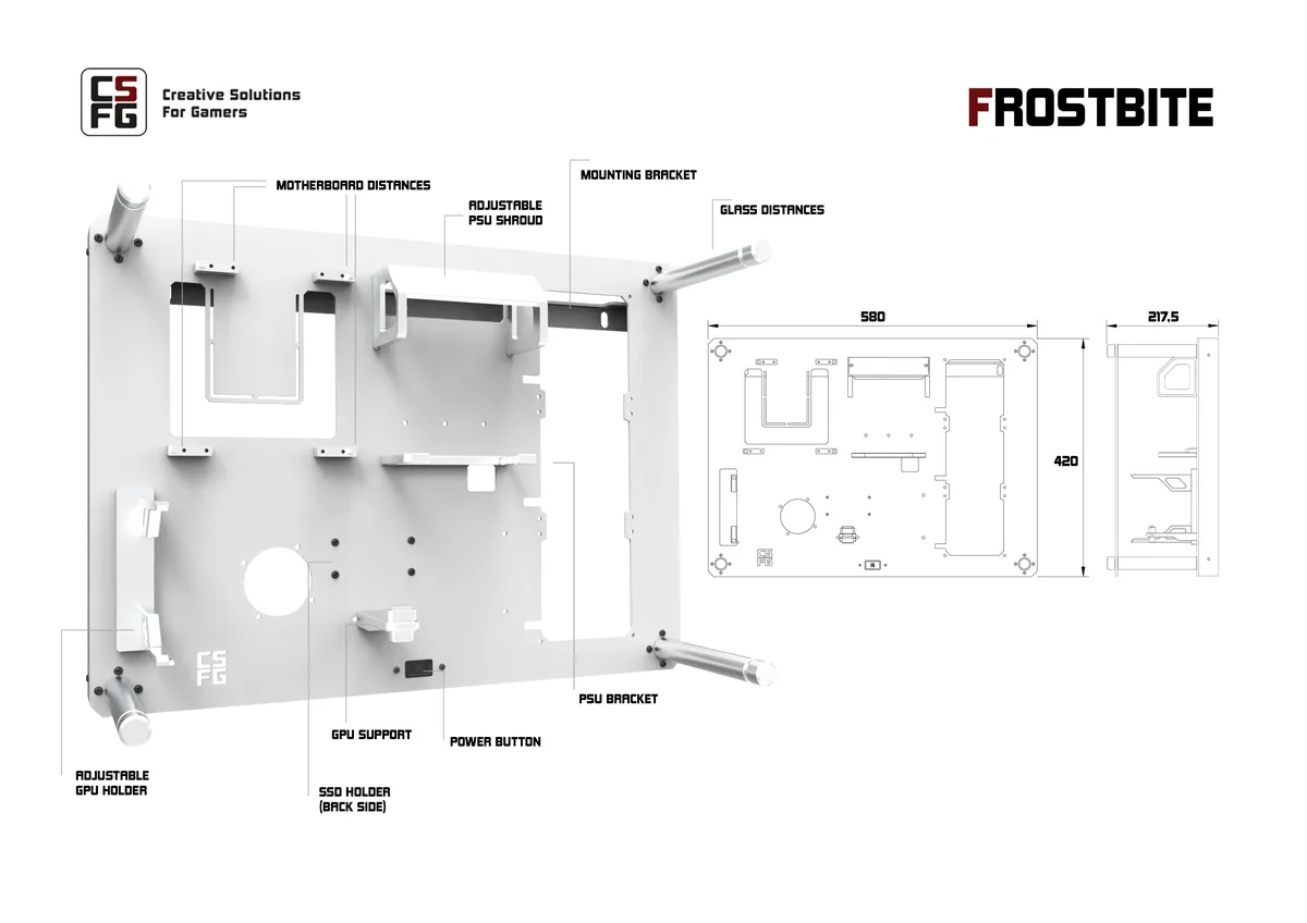 CSFG Creative Solutions For Gamers Frostbite M-ITX Wall mounted Chassis - White 13