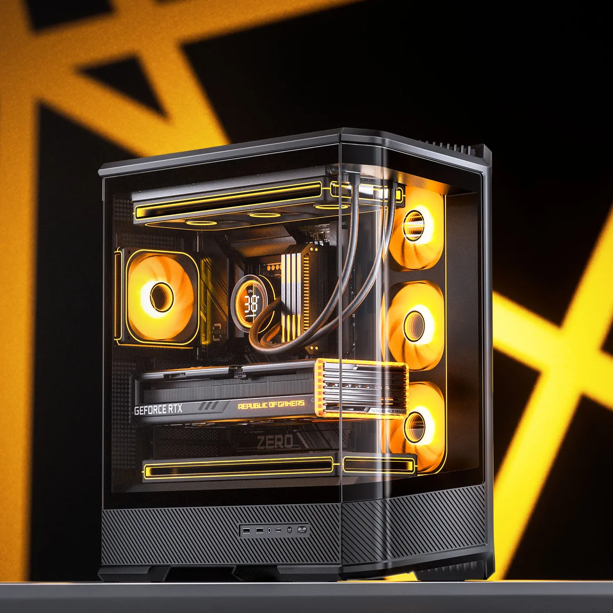 Jonsbo D400 Mid-Tower, ATX, Tempered Glass - Black 3