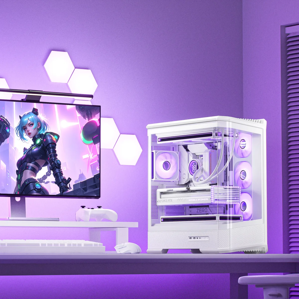 Jonsbo D400 Mid-Tower, ATX, Tempered Glass - White 4