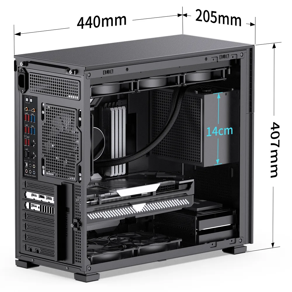 Jonsbo D41 Mesh Screen ATX PC Case – Black, Tempered Glass 6