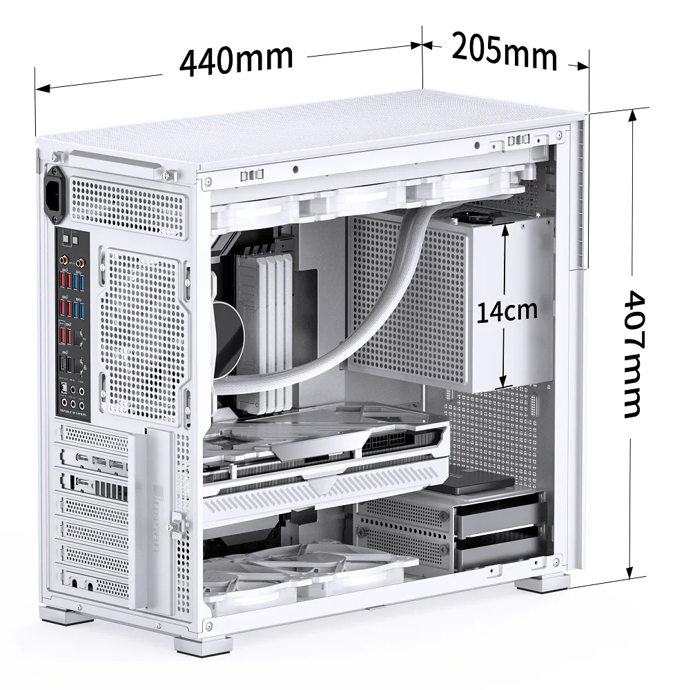 Jonsbo D41 Mesh Screen ATX PC Case – White, Tempered Glass 5
