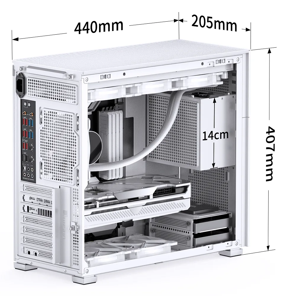 Jonsbo D41 Standard ATX PC Case – White, Tempered Glass 6