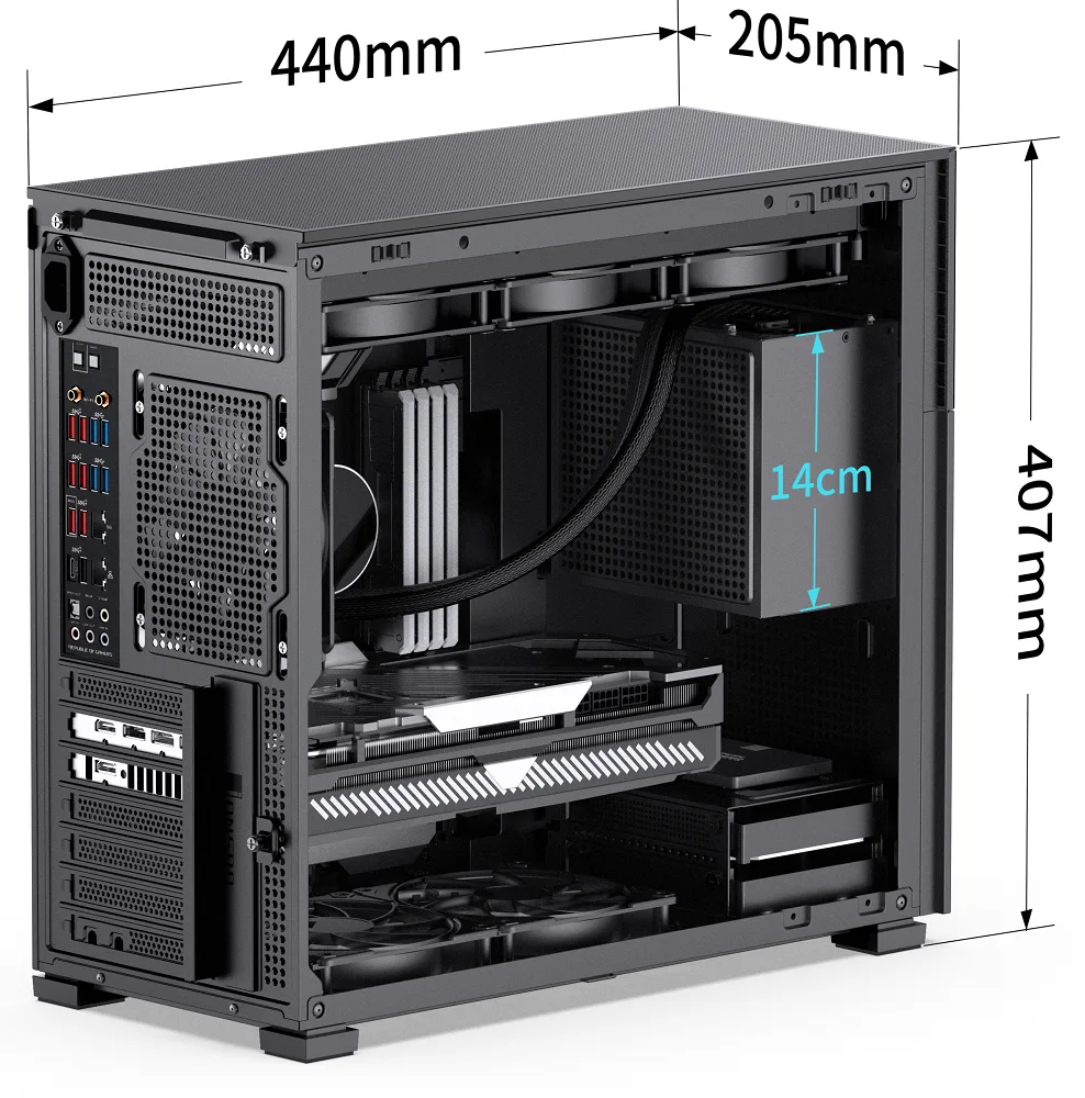 Jonsbo D41 Standard Screen ATX PC Case – Black, Tempered Glass 5