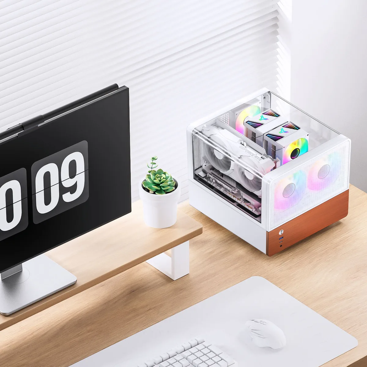 Jonsbo V12 Micro-ATX Panoramic Mini-Tower Case - White 2