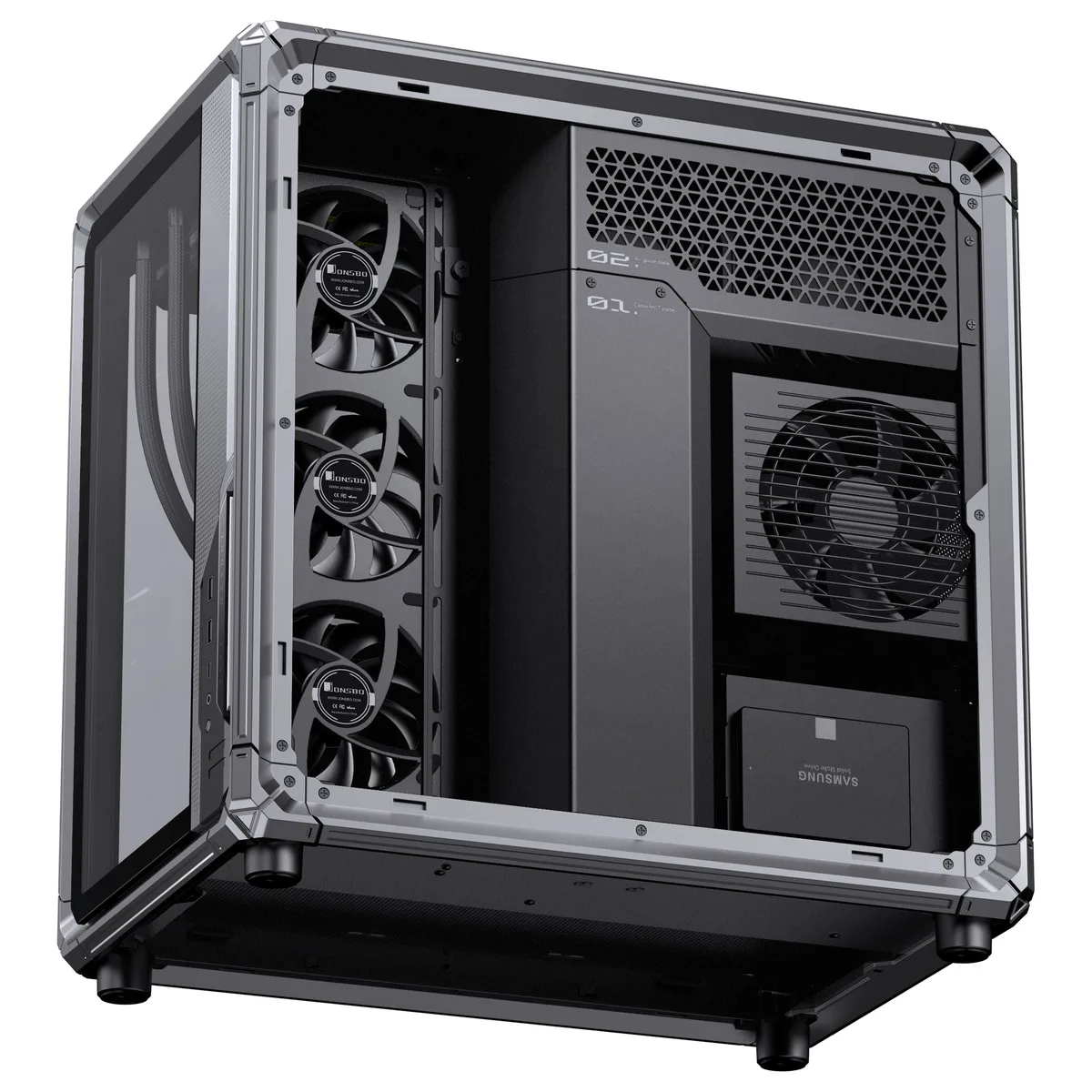 Jonsplus X400 ATX Mid-Tower, Tempered Glass - Grey 10