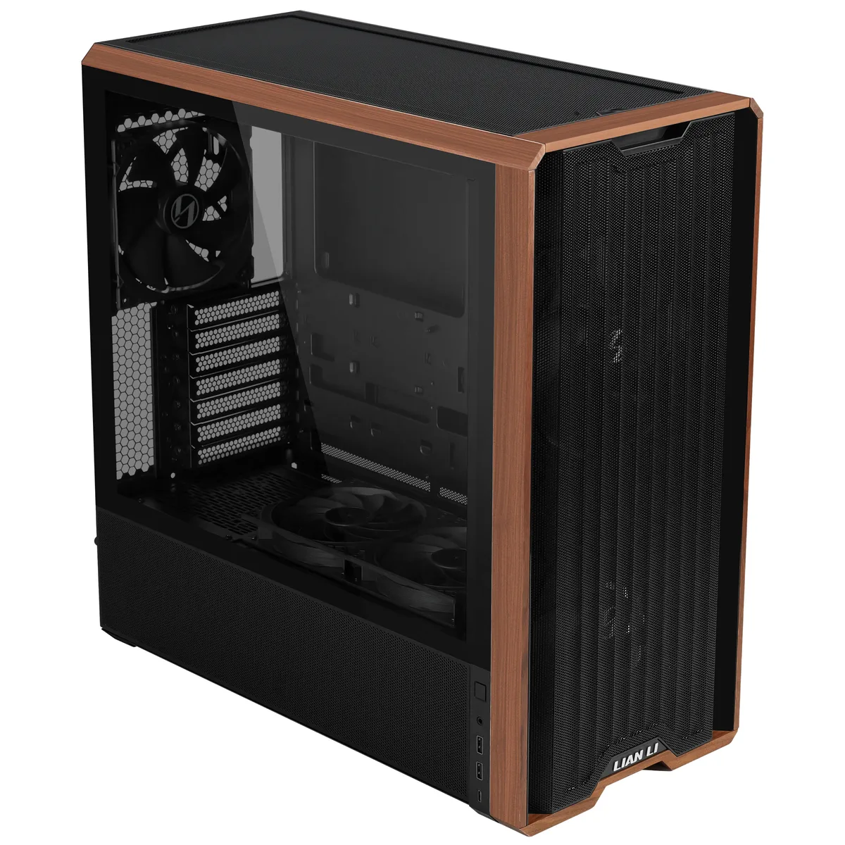 Lian Li LANCOOL 217 Black Wood Panel Tempered Glass Mid Tower PC Gaming Case 2