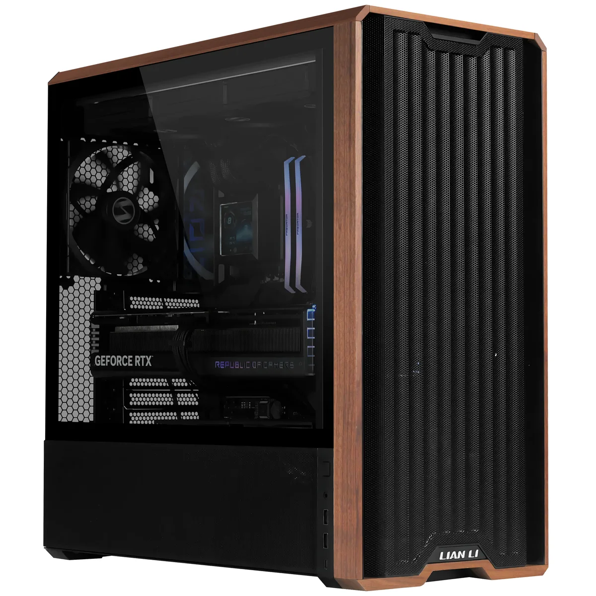 Lian Li LANCOOL 217 Black Wood Panel Tempered Glass Mid Tower PC Gaming Case 7