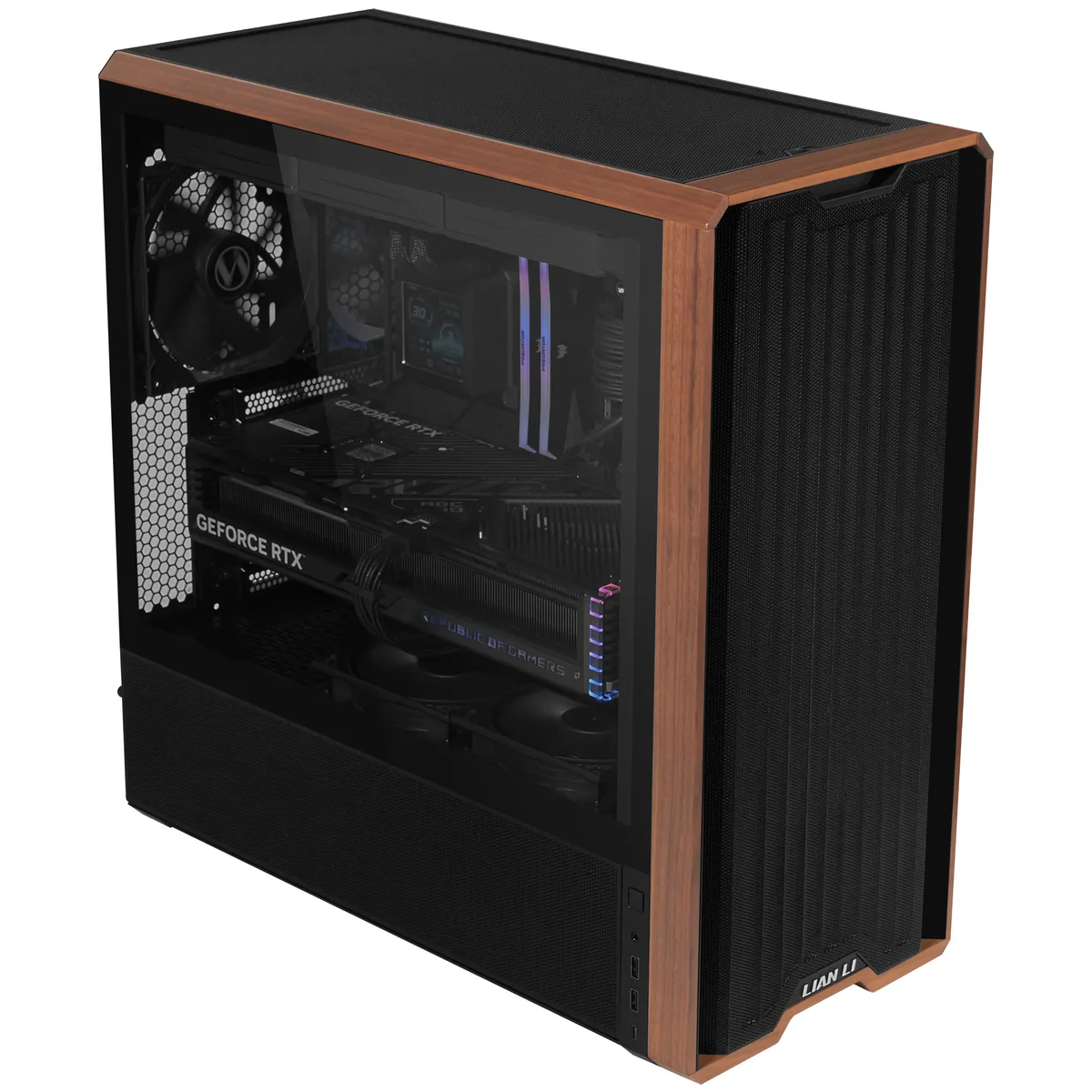 Lian Li LANCOOL 217 Black Wood Panel Tempered Glass Mid Tower PC Gaming Case 8