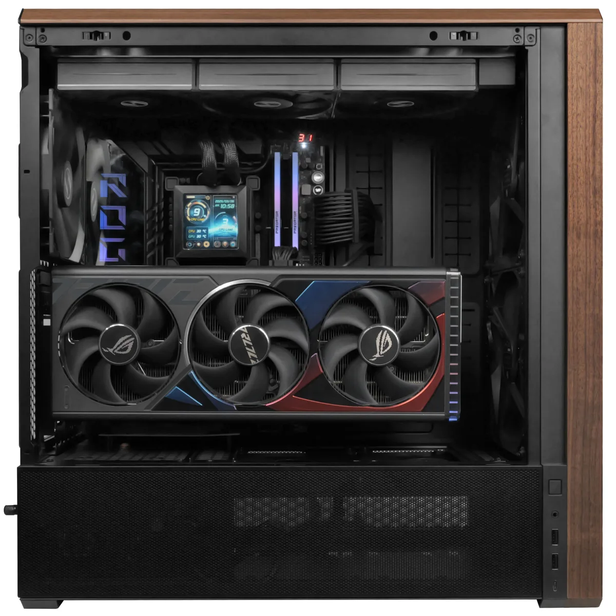 Lian Li LANCOOL 217 Black Wood Panel Tempered Glass Mid Tower PC Gaming Case 10