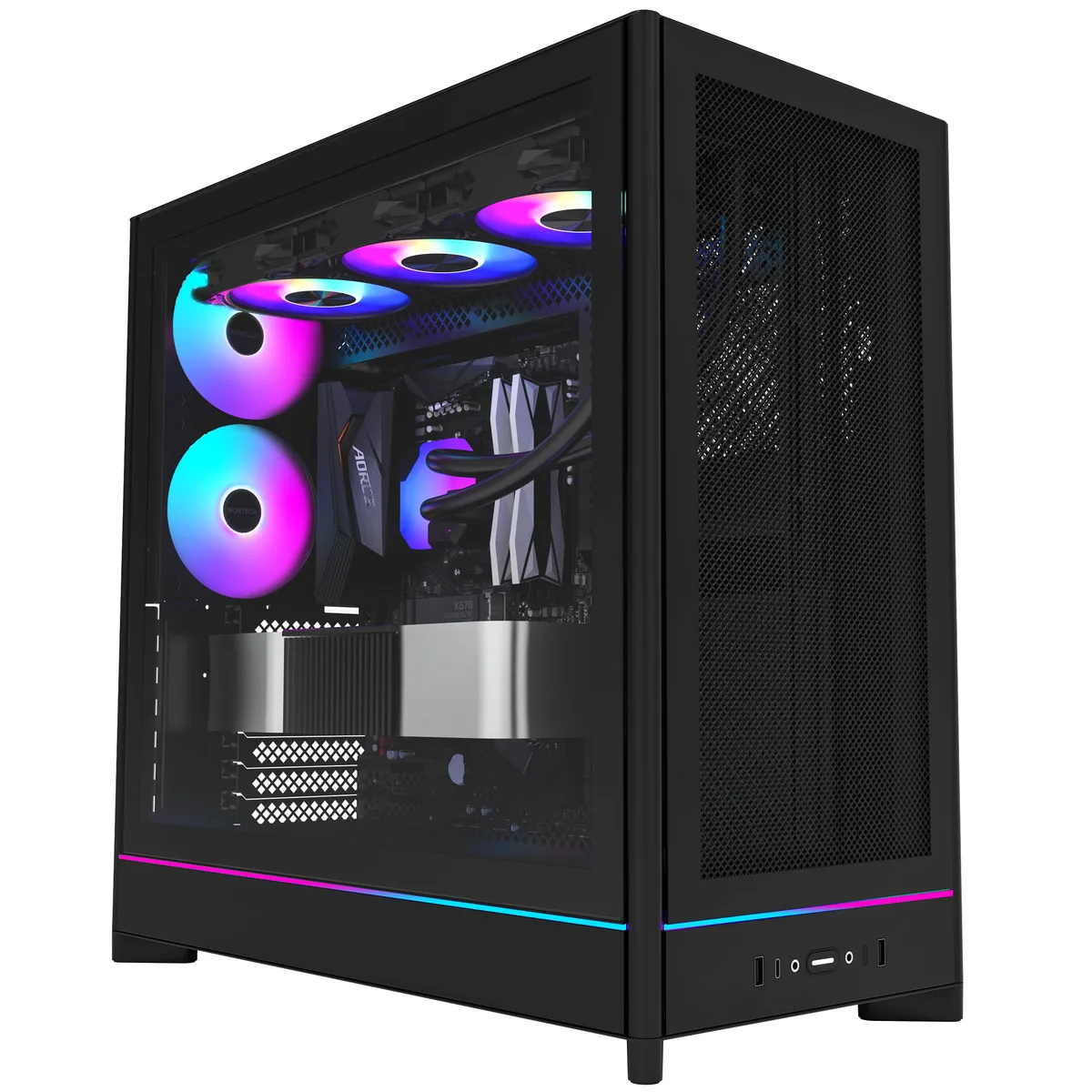 Montech HS01 Reversible Layout Midi-Tower ATX ARGB Case - Black 3