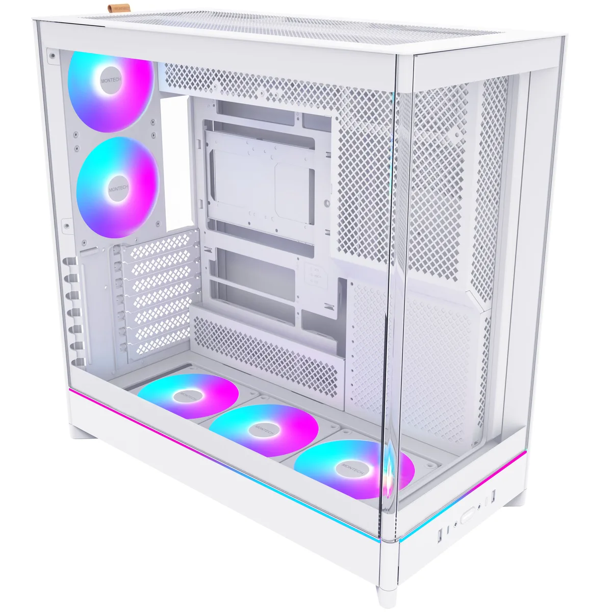 Montech HS02 PRO Reversible Layout Midi-Tower ATX ARGB Case - White