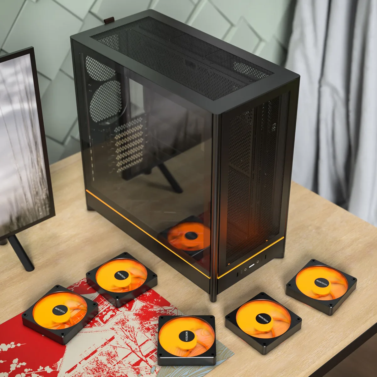 Montech HS02 Reversible Layout Midi-Tower ATX ARGB Case - Black 2