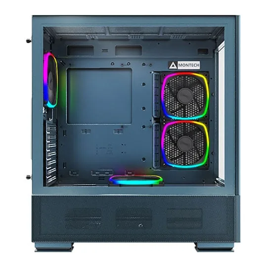 Montech SKY TWO Blue Mid Tower Dual Window Case with 4x ARGB Fans 2