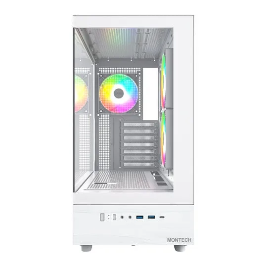 Montech XR White Mid Tower PC Case with 3x ARGB Fans 3