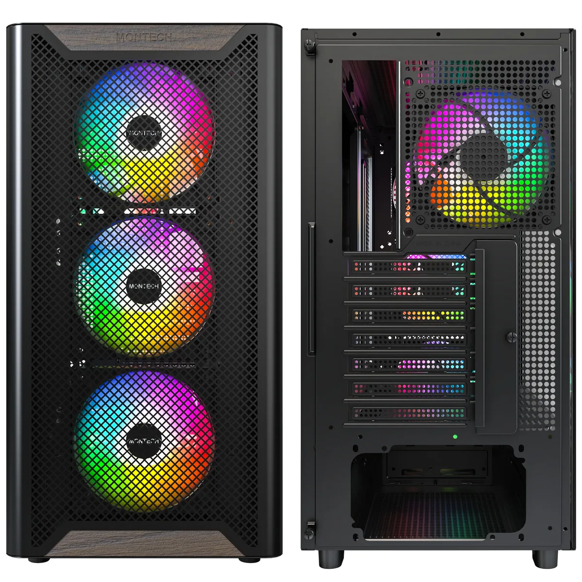 Montech XR Wood Midi-Tower ATX ARGB Case - Black 4