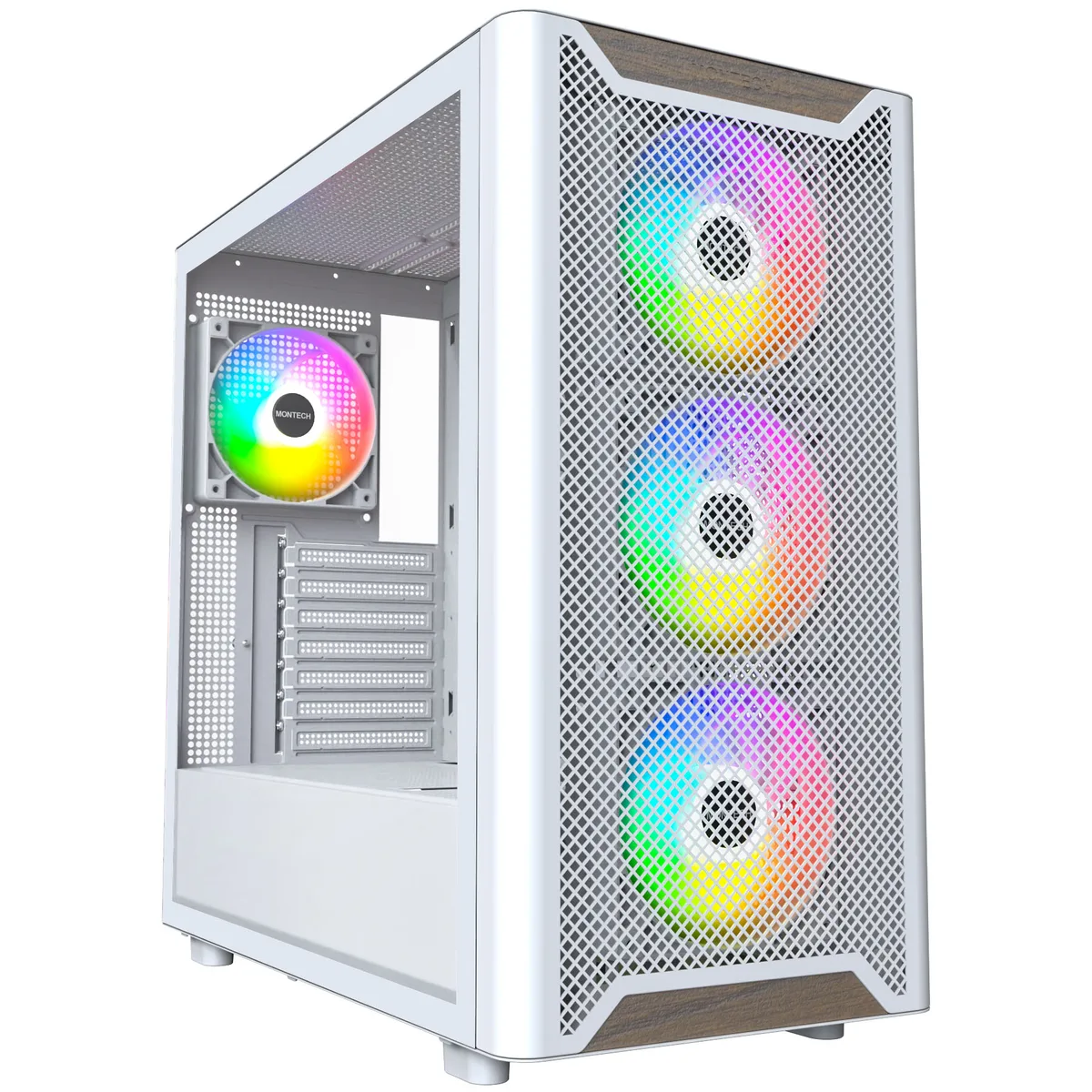 Montech XR Wood Midi-Tower ATX ARGB Case - White