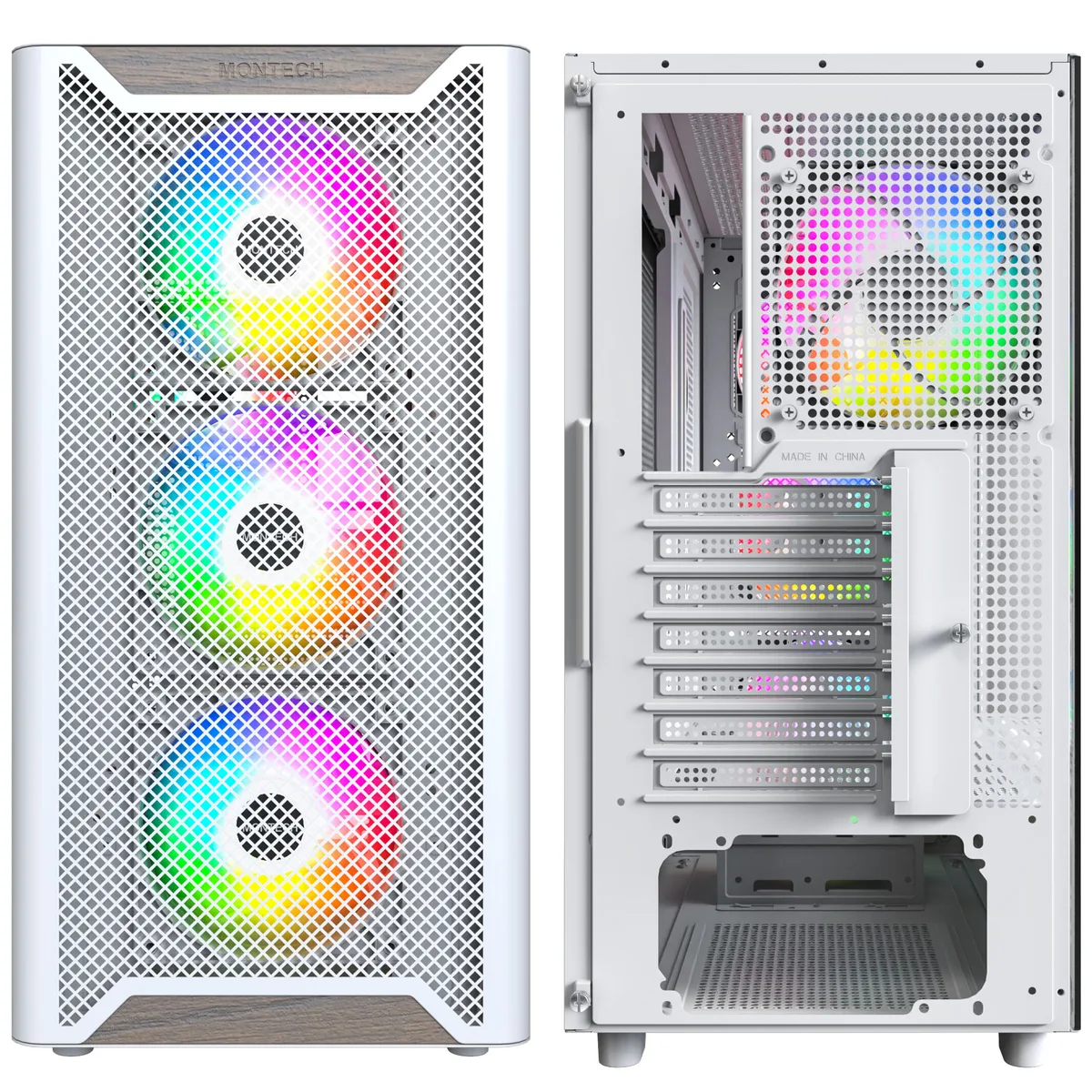 Montech XR Wood Midi-Tower ATX ARGB Case - White 4