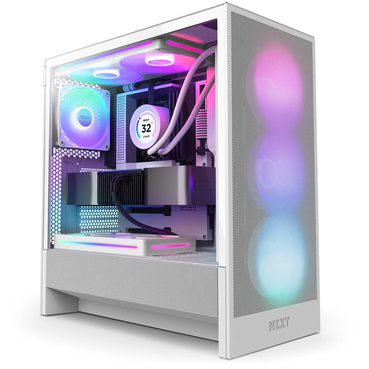 NZXT H5 Flow RGB Matte White Mid Tower Case 3