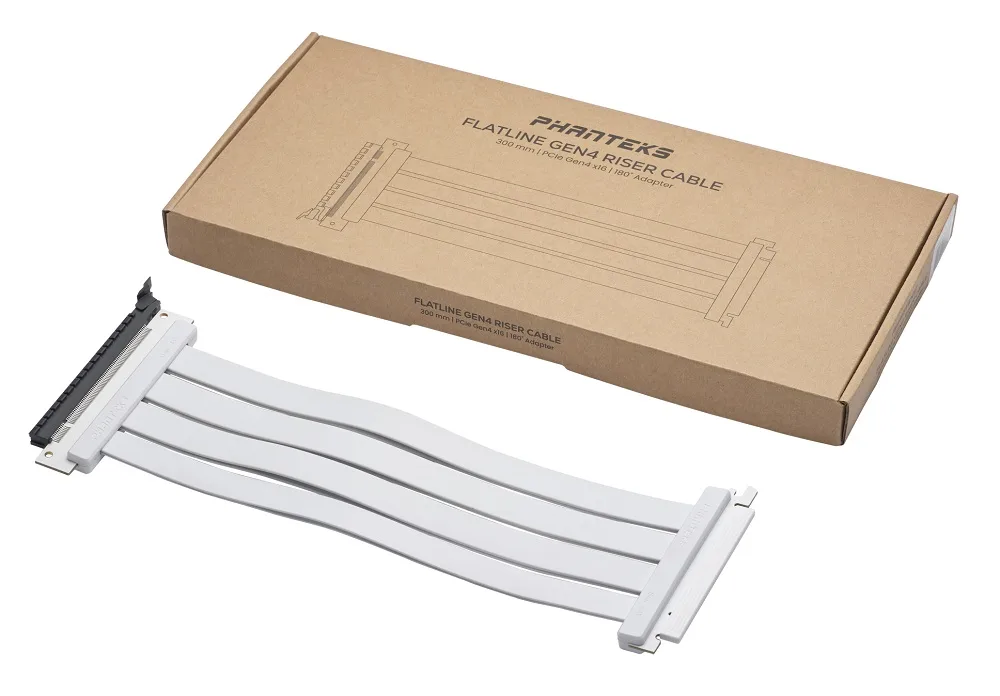 Phanteks 300 mm  Flatline PCI-E 4.0 x16 Riser Cable 180° Adapter - White