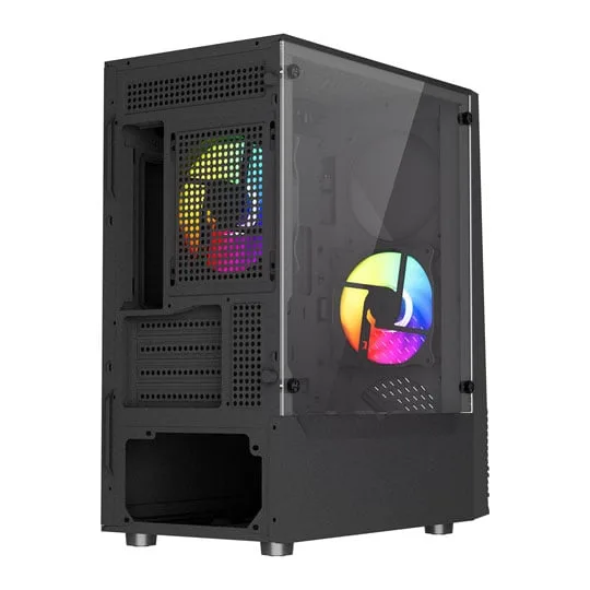 VIDA Genesis Black Tempered Glass Micro-ATX PC Gaming Case 4