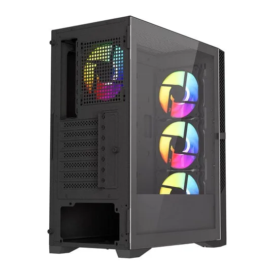 VIDA Typhoon Black Tempered Glass ATX PC Gaming Case 4