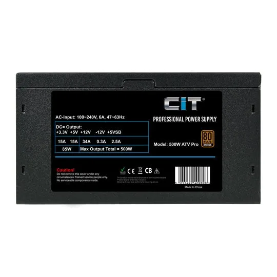 CiT ATV Pro 500W 80+ Bronze Wired APFC Power Supply 4