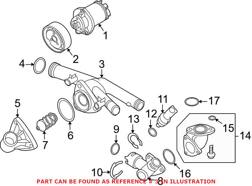 Audi VW Engine Coolant Thermostat Housing 03H121117A