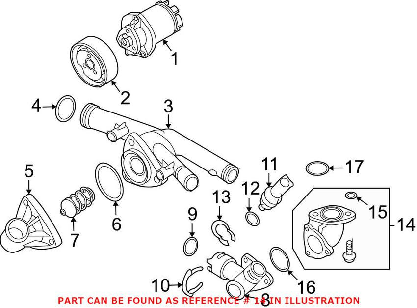 Audi VW Engine Coolant Hose Flange 03H121131A