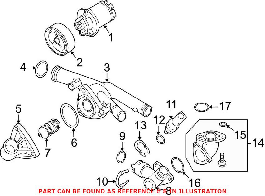 Audi VW Engine Coolant Hose Flange 03H121133