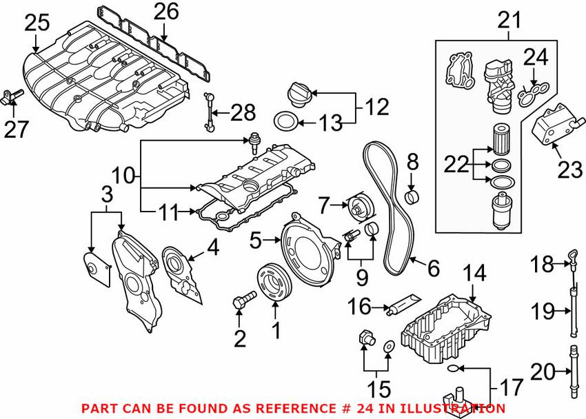 Audi VW Engine Oil Cooler Gasket 06D117070