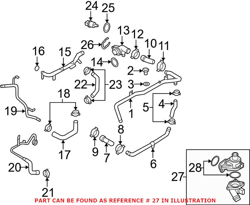 Audi Engine Coolant Thermostat (87C) 06D121111G