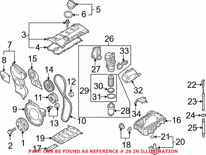 VW Engine Oil Filter Housing Assembly 06F115397J