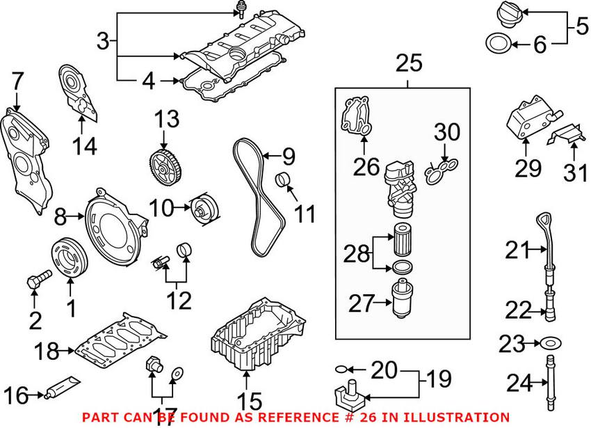 Audi VW Engine Oil Filter Housing Gasket 06F115441A