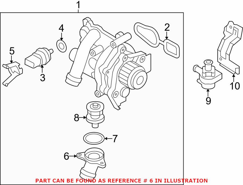 Audi VW Engine Coolant Thermostat Housing 06H121121L