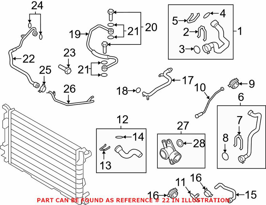 Audi Turbocharger Coolant Return Line 06H121492D