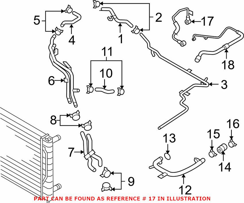 VW Engine Coolant Hose 06J121497H