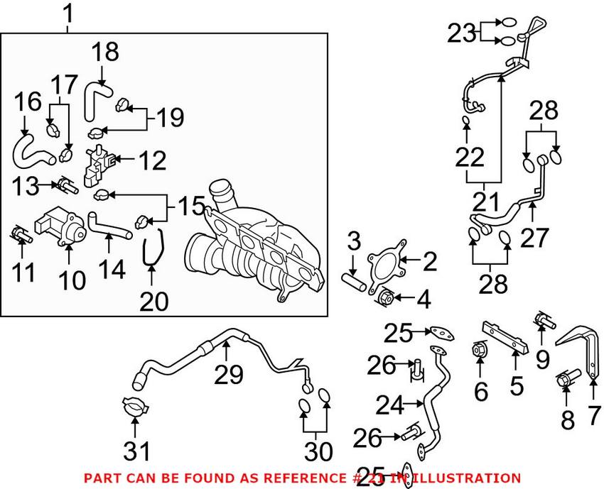 Audi VW Engine Oil Feeder Line 06J145778H