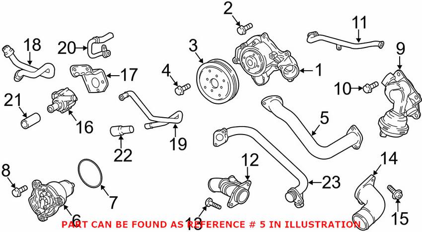 Audi Engine Water Pump Outlet Pipe