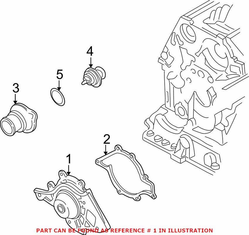 Audi VW Engine Water Pump (w/ Metal Impeller) 077121004P