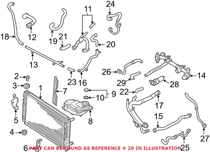 Audi Coolant Hose (to Auxiliary Water Pump) (Angled) 078121082H