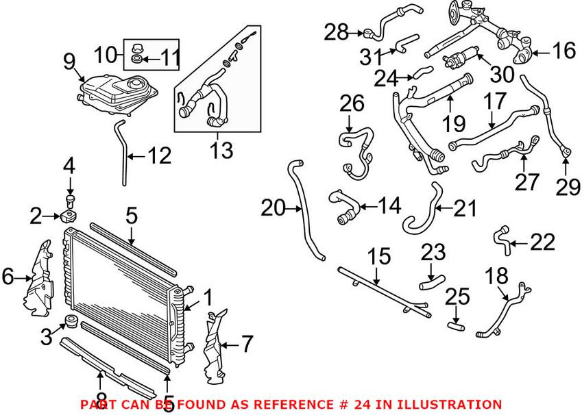 Audi Coolant Hose (Coolant Pipe to Auxiliary Water Pump) 078121082M