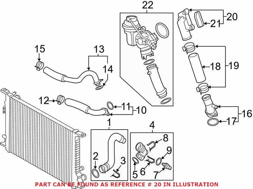 Audi Engine Coolant Inlet Flange 079121127E