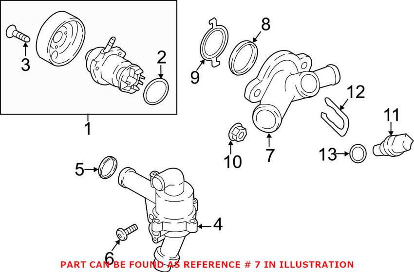 Audi VW Engine Coolant Hose Flange 07K121133E