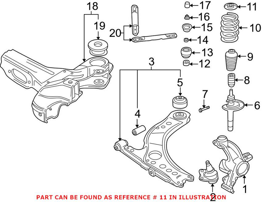 Audi VW Coil Spring Seat - Front Upper 1J0412341