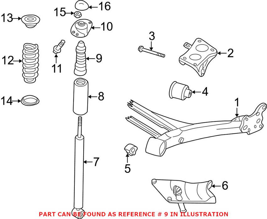 Audi VW Strut Bump Stop - Rear 1J0512131C