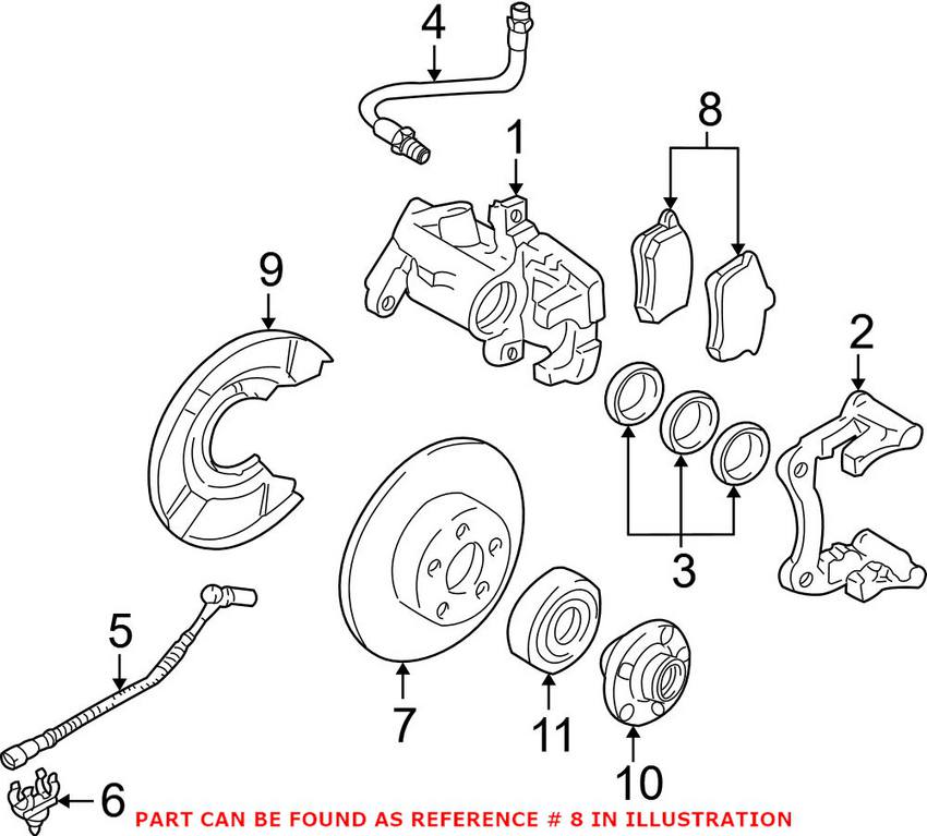 Audi VW Disc Brake Pad Set - Rear 1J0698451L