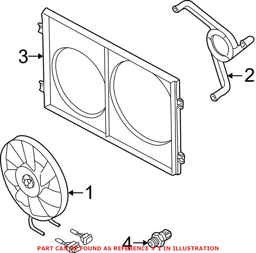 Audi Auxiliary Cooling Fan Assembly - Driver Side 1J0959455S