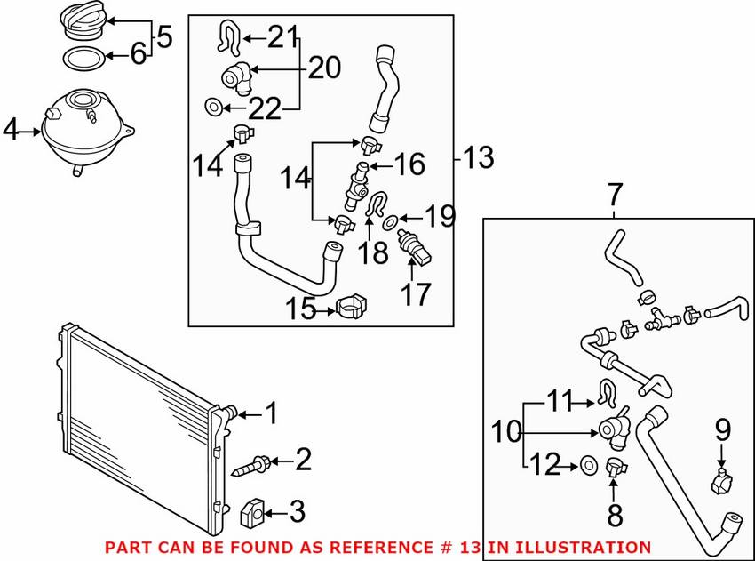 Audi VW Radiator Hose - Lower 1K0122051HE