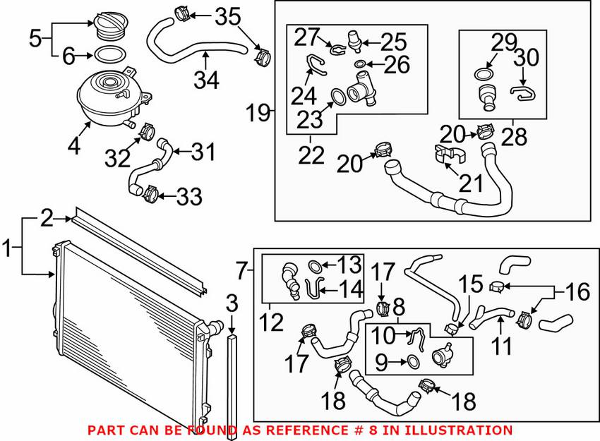 Audi VW Engine Coolant Hose Coupler 1K0122291BE